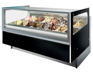 Vitrina de helados diseño Genesis fabricada en España por Mejisa, profesionales en maquinaria para heladerias